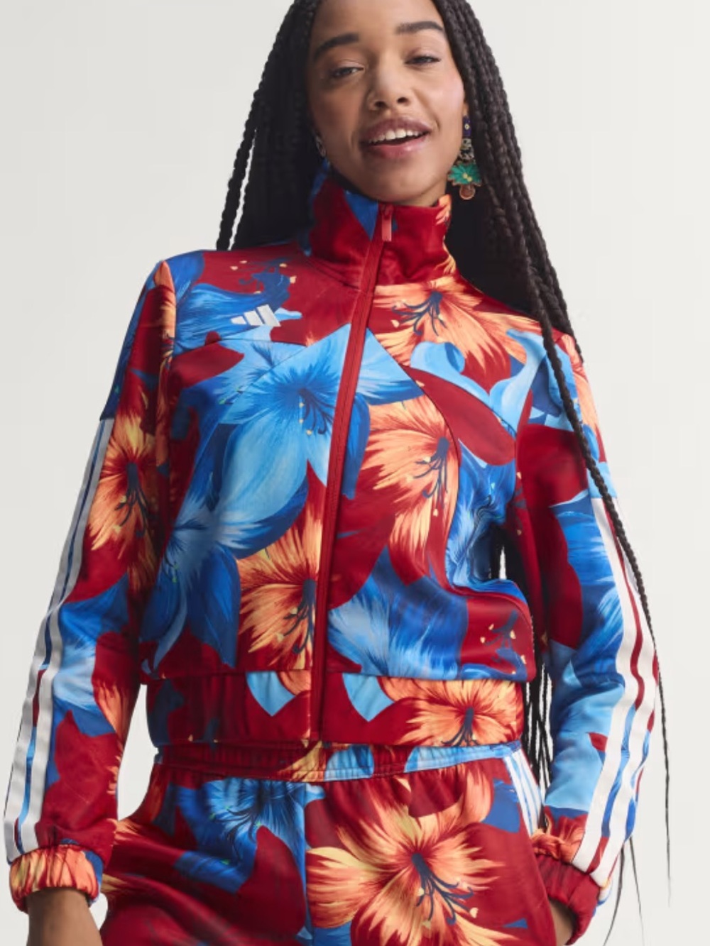 adidas x farm rio Floral Jacket in Red, Blue & Orange